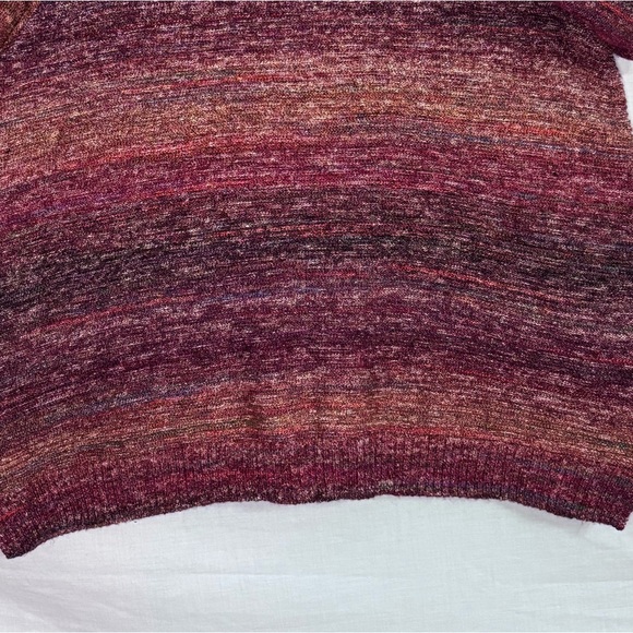 CJ Banks Red, Orange, Blue, and Green Marled Stripe with Split Neck Sweater 1X - Picture 10 of 14